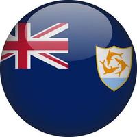 Anguilla 3D Rounded National Flag Button Icon Illustration vector
