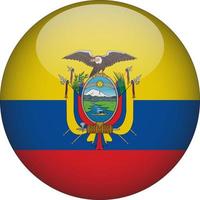 Ecuador 3D Rounded National Flag Button Icon Illustration vector