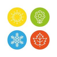 Set Collection of Four Seasons Icon - Summer, Spring, Winter and Autumn. vector