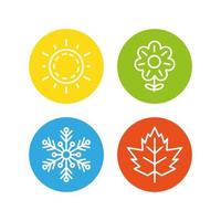 Set Collection of Four Seasons Icon - Summer, Spring, Winter and Autumn. vector