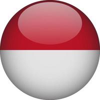 Monaco 3D Rounded National Flag Button Icon Illustration vector