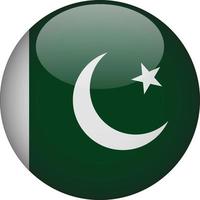 Pakistan 3D Rounded National Flag Button Icon vector