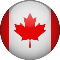 Canada 3D Rounded National Flag Button Icon Illustration vector