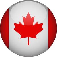 Canada 3D Rounded National Flag Button Icon Illustration vector