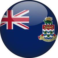 Cayman Islands 3D Rounded National Flag Button Icon Illustration vector