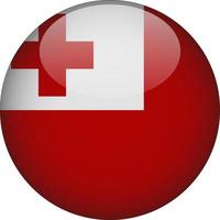 Tonga 3D Rounded National Flag Button Icon vector