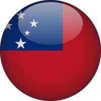 Samoa 3D Rounded National Flag Button Icon vector