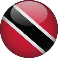 trinidad y tobago, 3d, redondeado, bandera nacional, botón, icono vector