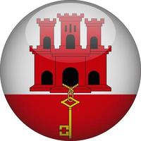 Gibraltar 3D Rounded National Flag Button Icon Illustration vector