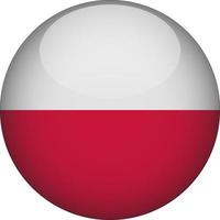 Poland 3D Rounded National Flag Button Icon vector