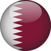 Qatar 3D Rounded National Flag Button Icon vector