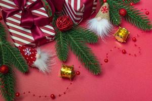 Christmas background. Flat new year mockup with copy space photo