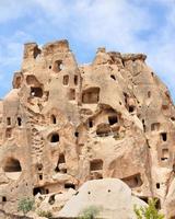 Ancient residential caves in the sandstone mountains of Cappadocia in Turkey.