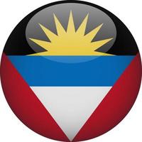 Antigua and Barbuda 3D Rounded National Flag Button Icon Illustration vector