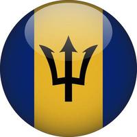 Barbados 3D Rounded National Flag Button Icon Illustration vector