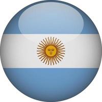 Argentina 3D Rounded National Flag Button Icon Illustration vector