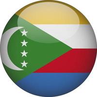 Comoros 3D Rounded National Flag Button Icon Illustration vector