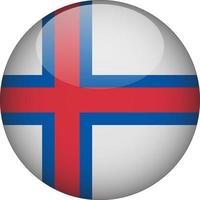 Faroe Islands 3D Rounded National Flag Button Icon Illustration vector