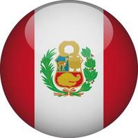 Peru 3D Rounded National Flag Button Icon vector