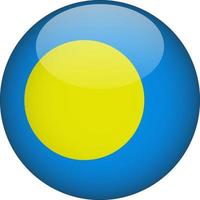 Palau 3D Rounded National Flag Button Icon vector