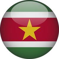 Suriname 3D Rounded National Flag Button Icon vector