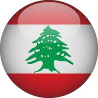líbano, 3d, redondeado, bandera nacional, botón, icono, ilustración vector