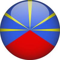 Reunion 3D Rounded National Flag Button Icon vector