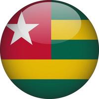 Togo 3D Rounded National Flag Button Icon vector
