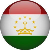 Tajikistan 3D Rounded National Flag Button Icon vector