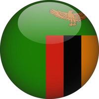 Zambia 3D Rounded National Flag Button Icon vector
