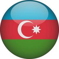 Azerbaijan 3D Rounded National Flag Button Icon Illustration vector
