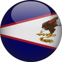 American Samoa 3D Rounded National Flag Button Icon Illustration vector