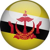 Brunei 3D Rounded National Flag Button Icon Illustration vector