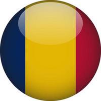 Chad 3D Rounded National Flag Button Icon Illustration vector