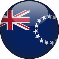 Cook Islands 3D Rounded National Flag Button Icon Illustration vector