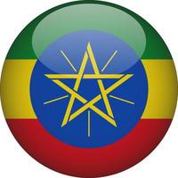 Ethiopia 3D Rounded National Flag Button Icon Illustration vector