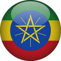 Ethiopia 3D Rounded National Flag Button Icon Illustration vector