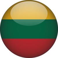 Lithuania 3D Rounded National Flag Button Icon Illustration vector