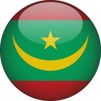 Mauritania 3D Rounded National Flag Button Icon Illustration vector