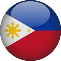 Philippines 3D Rounded National Flag Button Icon vector