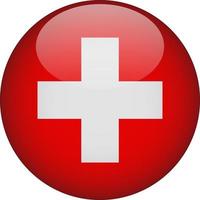 Switzerland 3D Rounded National Flag Button Icon vector