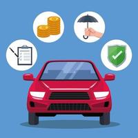 cinco iconos de seguro de coche vector