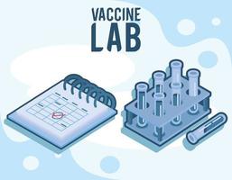 vaccine lab and calendar vector