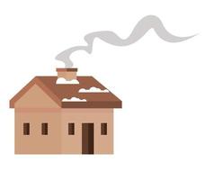 wooden cabin with chimney vector