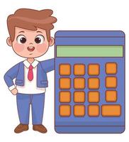 schoolboy with calculator vector