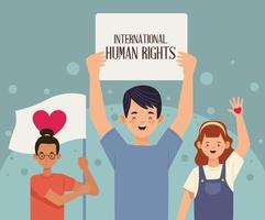 human rights day postcard vector