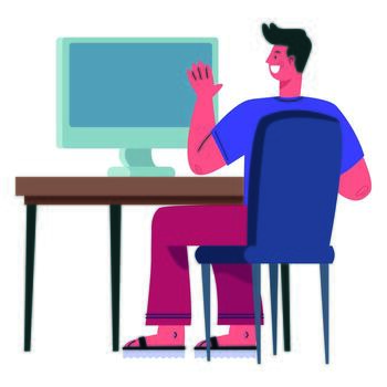 man using desktop vector