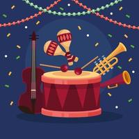 carnival celebration instruments vector