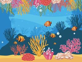 sealife scene with seaweed vector