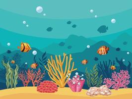 sealife scene with fishes vector